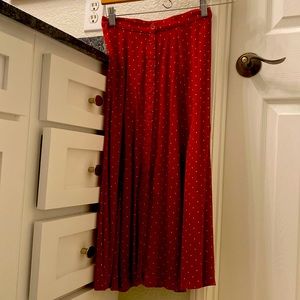 Reformation Size 0P Red and white polka dot midi skirt with front buttons